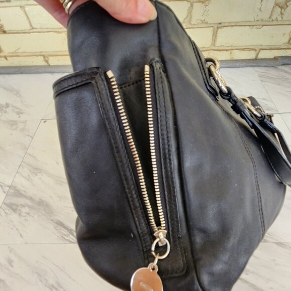 Coach Classic Black Shoulder Bag with Silver Accents - Picture 11 of 13